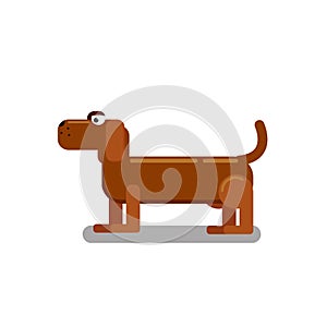 Vector illustration of cute and funny cartoon dachshund in a flat style