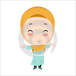 Vector - cute girl muslim photo