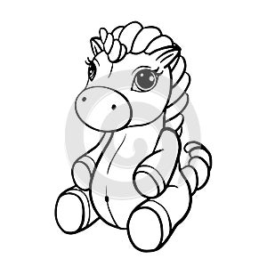 Vector illustration of cute horse, pony with a magnificent mane and tail