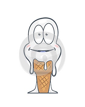 Vector illustration of cute ice cream on white background