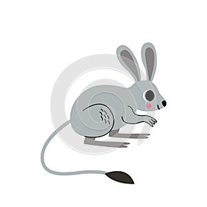 Vector illustration of cute jerboa isolated on white background.