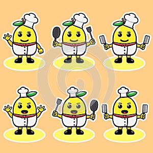 Vector illustration of cute Lemon chef cartoon.