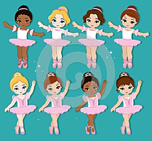 Vector illustration of cute little ballerinas.