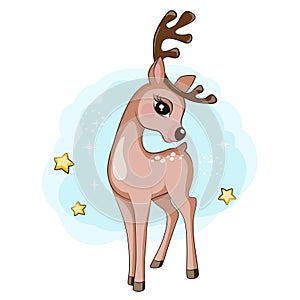 Vector illustration of cute little reindeer