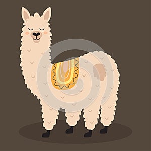 vector illustration with cute llama