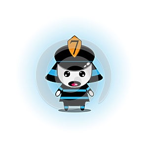 Vector illustration of a cute male character in a black uniform
