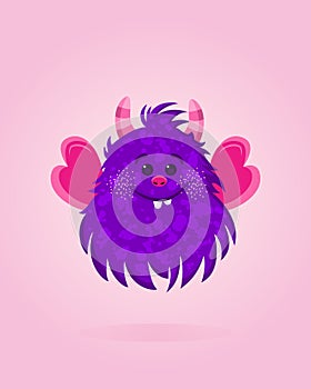 Vector illustration with cute Monster with wings.