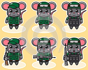 Vector illustration of cute Mouse Soldier cartoon