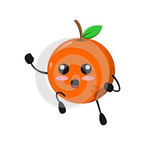 Vector illustration of cute orange fruit mascot or character with spirit expression. cute orange fruit Concept White Isolated.