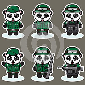 Vector illustration of cute Panda Soldier cartoon.