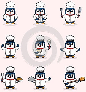 Vector Illustration of Cute Penguin Chef Character cartoon