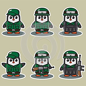 Vector illustration of cute Penguin Soldier.