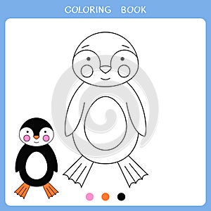 Vector illustration of cute penquin for coloring book