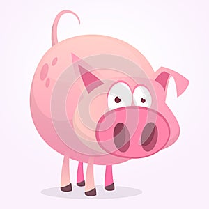 Vector illustration of cute pig cartoon isolated on white background. Design forstickers, print or children book.