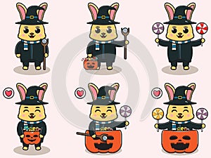 Vector illustration of cute Rabbit with Wizard costume