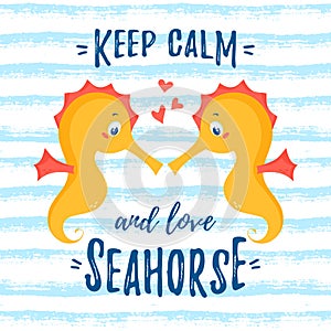 Vector illustration with cute seahorses
