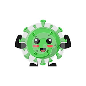 Vector illustration of cute virus bacteria mascot or character gym fitnes. cute virus bacteria Concept White Isolated. Flat