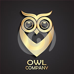 3d golden owl simple logo desing photo