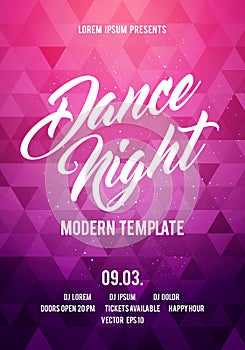 Vector illustration dance night party poster background template with colorful modern geometric shapes. Music event flyer or abstr