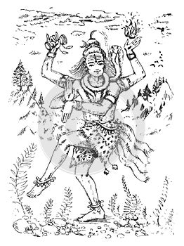 Vector illustration of dancing Lord Shiva, Indian God of Hindu for Shivratri in Nataraja form