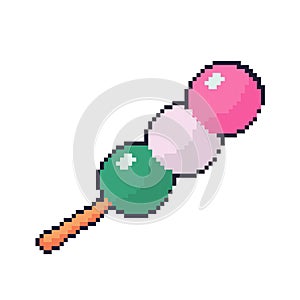 Vector Illustration of Dango food with Pixel Art Design