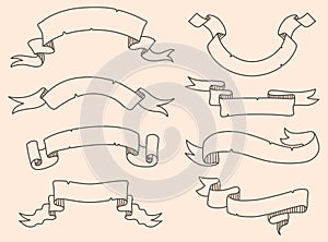 Vector illustration of decoration drowning ribbon set