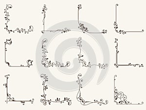 Vector illustration of decorative corner frame set