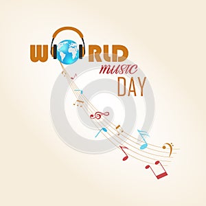 Vector illustration dedicated to the international day of music. Original concept on yellow-white gradient background