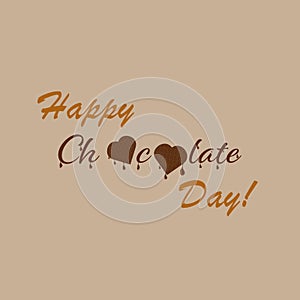 Vector illustration dedicated to the world chocolate day. Happy chocolate day. Chocolate hearts and melting drops