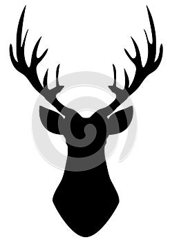 Vector Deer Head Silhouette Isolated On White