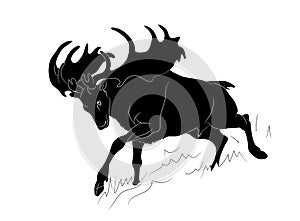 Deer lies, silhouette, vector