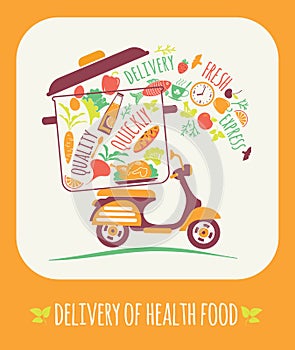 Vector illustration of Delivery of a healthy food.