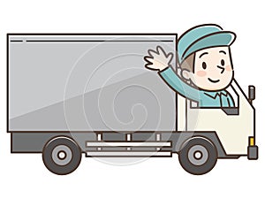 Vector Illustration of Delivery Man on Truck