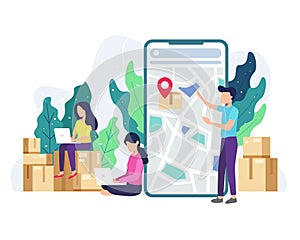 Vector illustration Delivery tracking concept