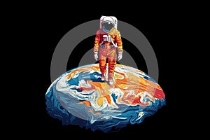 Astronaut on the planet. Vector illustration of an astronaut on the planet.