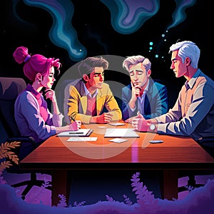 Group Decision-Making Dynamics Vector Illustration