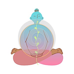 Vector illustration depicting the emotions of calmness and peace