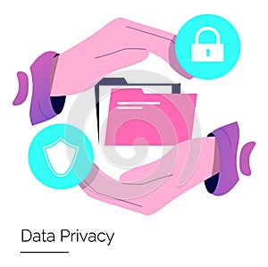 Hands Protecting Data in Privacy