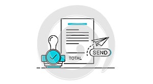 Successful Invoice Sending and Payment Confirmation Vector Illustration