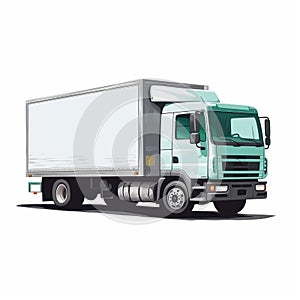 White Box Truck Vector In Soft Realism Style photo