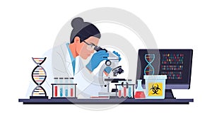Scientist Examining Sample Under Microscope in Laboratory
