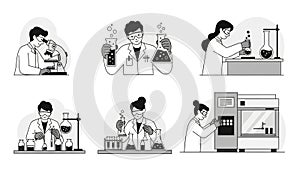 Scientists in Laboratory - Vector Illustration