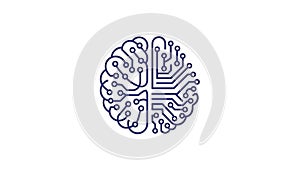 Artificial Intelligence Brain Circuit Logo - Digital Mind Concept