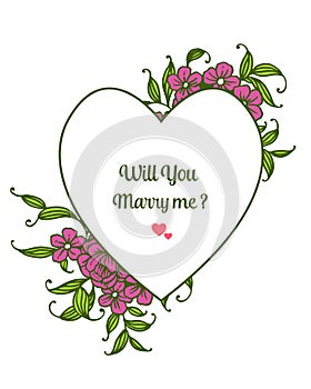 Vector illustration design artwork purple wreath frame for writing will you marry me