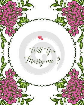 Vector illustration design artwork purple wreath frame for writing will you marry me