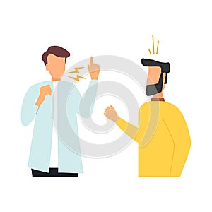 vector illustration design concept on white background. a set of a couple of people quarrel and swear. Aggressive people yell at
