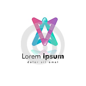 Vector illustration. Design logo icon template triangles up and down