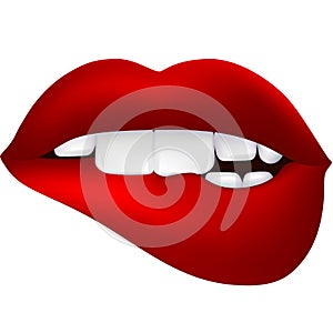 Desire red lips isolated. 3D design. Shadows effect photo