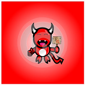 Vector illustration of a devil inviting hell