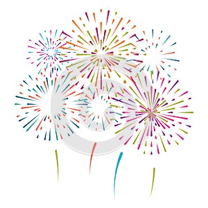 Vector illustration with different colorful fireworks